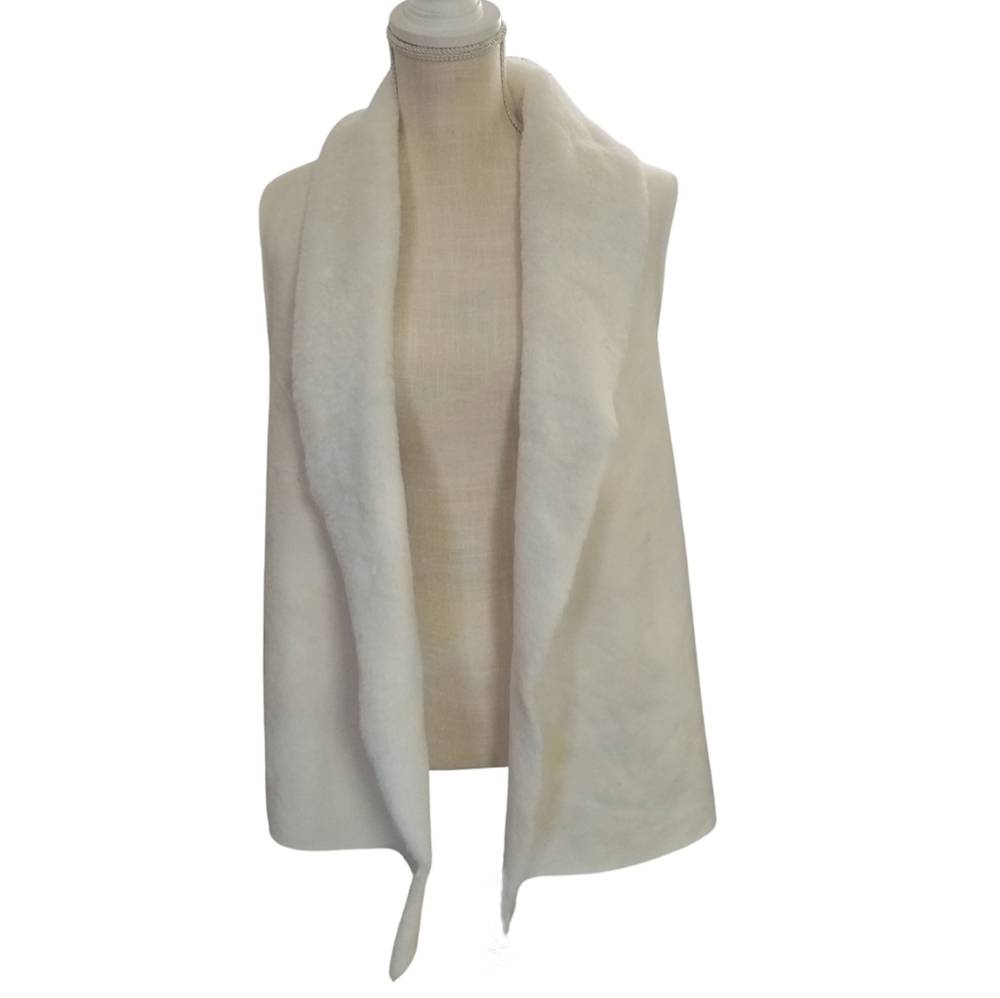 New Direction Faux Fur/Suede Vest With Cable Knit Back Size Xl